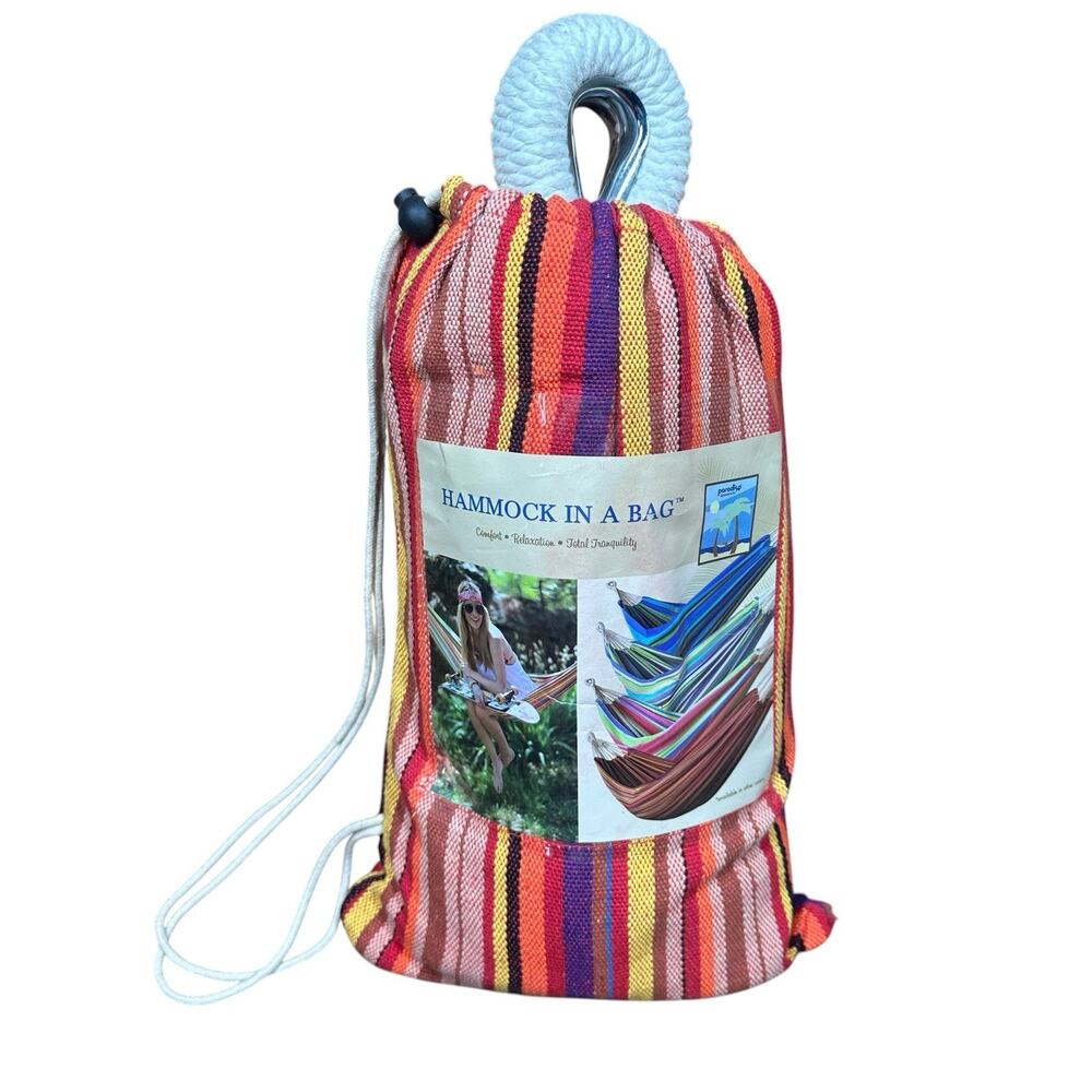 NEW Paradise‎ Hammocks Hammock in a Bag Multicolor Striped up to 250 lbs Camping